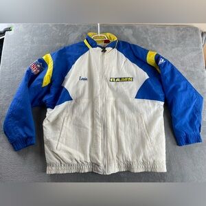 Vintage 90s Los Angeles Rams NFL Authentic Apex One Zip Jacket Large LA Louie